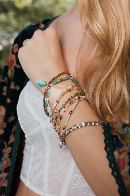 Sweet Pastel Studded Beads Layered Bracelet Set Leto Accessories