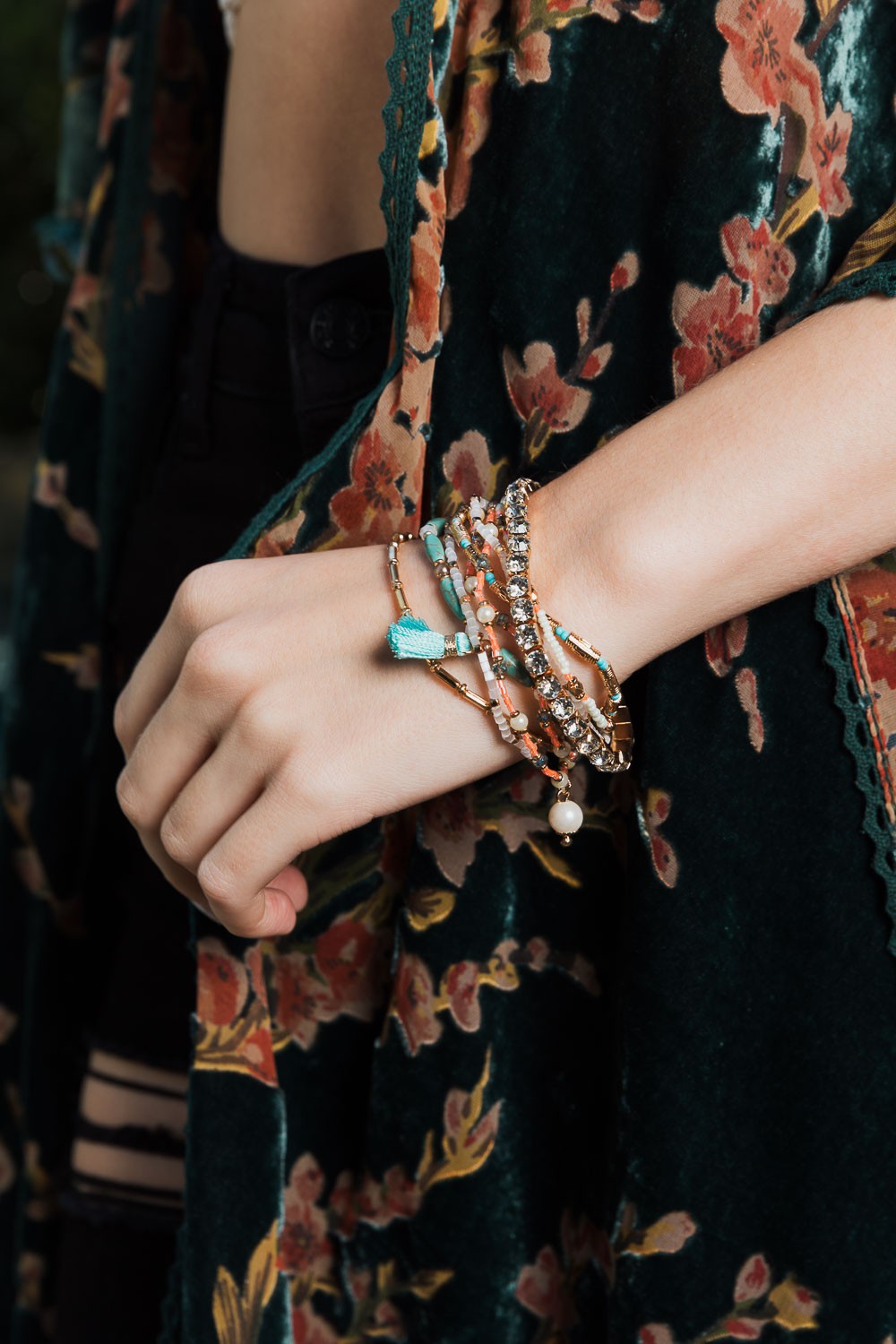 Sweet Pastel Studded Beads Layered Bracelet Set Leto Accessories