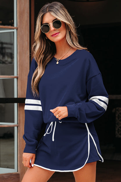 Sophia Varsity Sportwear Casual 2 Piece Skirt Outfit Set  DAME BOHEME