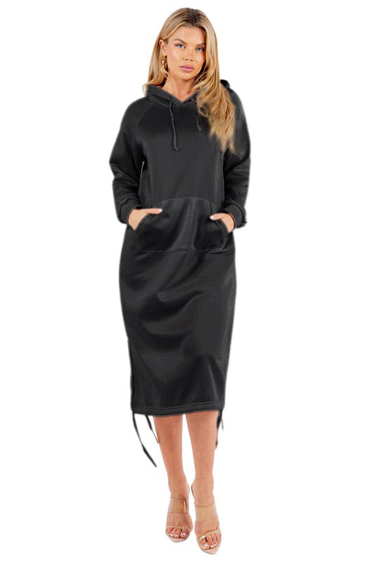 Casual Midi Hoodie Dress