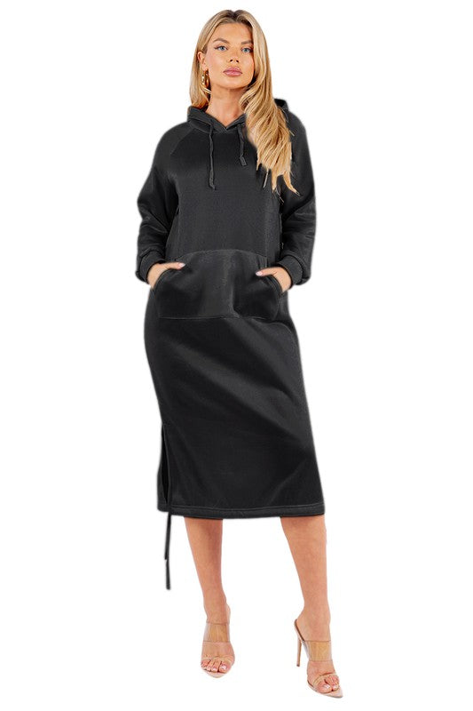 Casual Midi Hoodie Dress