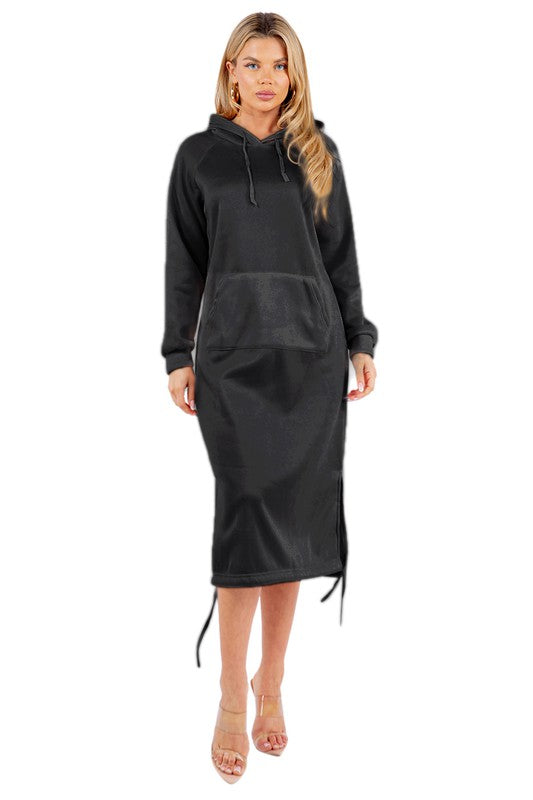 Casual Midi Hoodie Dress