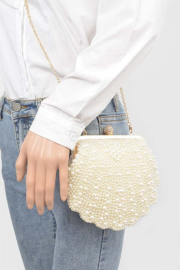 Faux Pearl Sea Shell Iconic Clutch Bag Artini Accessories