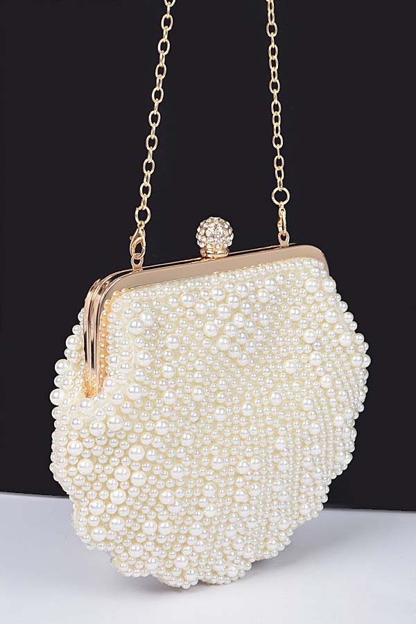 Faux Pearl Sea Shell Iconic Clutch Bag Artini Accessories