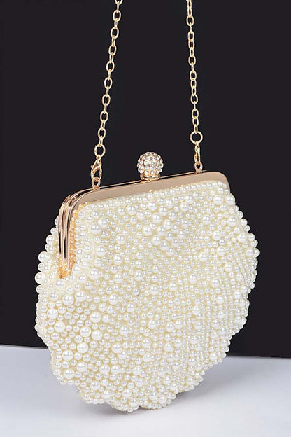 Faux Pearl Sea Shell Iconic Clutch Bag Artini Accessories
