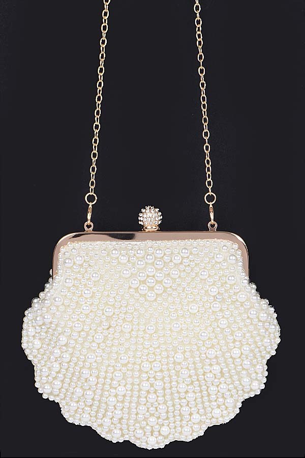 Faux Pearl Sea Shell Iconic Clutch Bag Artini Accessories