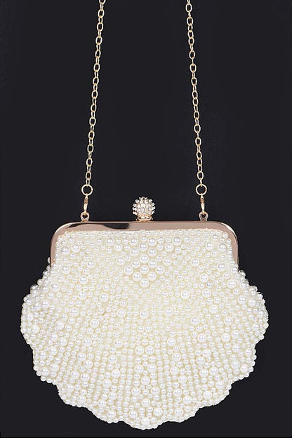 Faux Pearl Sea Shell Iconic Clutch Bag Artini Accessories
