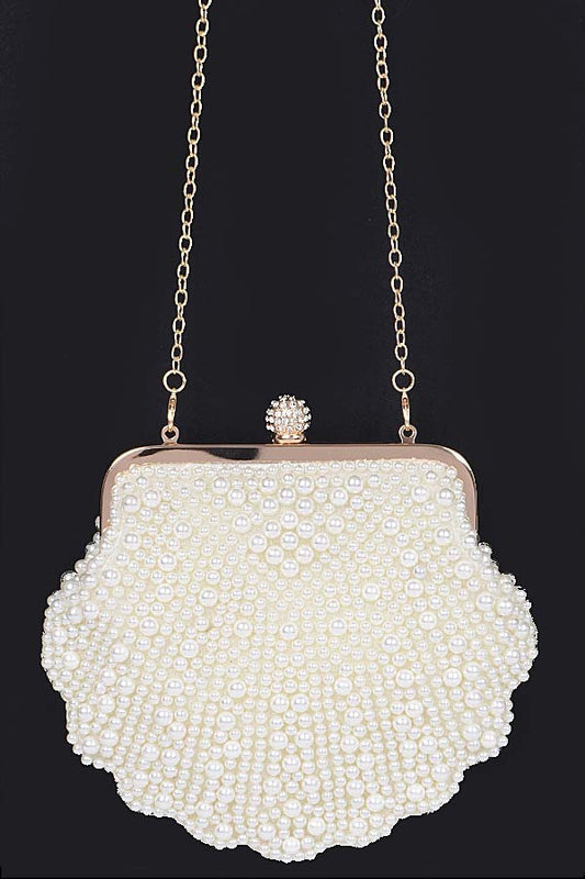 Faux Pearl Sea Shell Iconic Clutch Bag Artini Accessories
