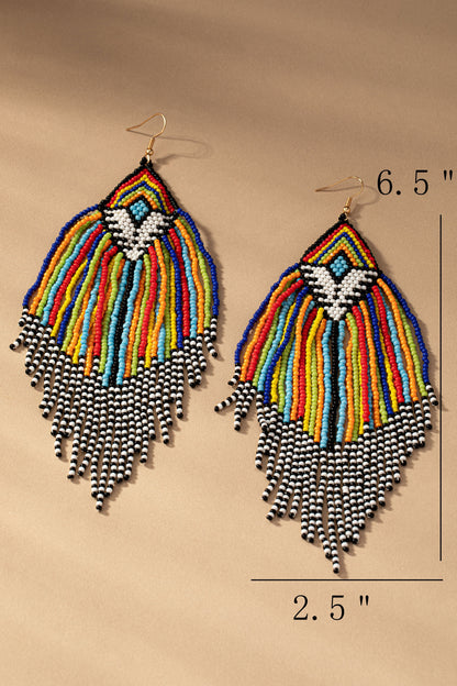 Multicolor Aztec Seed Bead Drop Earrings LA3accessories