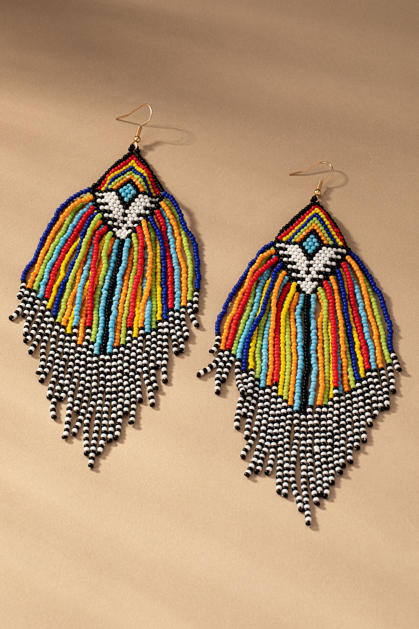 Multicolor Aztec Seed Bead Drop Earrings LA3accessories