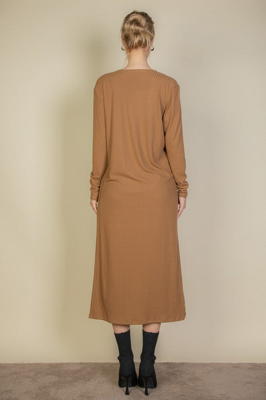 Ribbed Cardigan & Cami Midi Bodycon Dress Set Capella