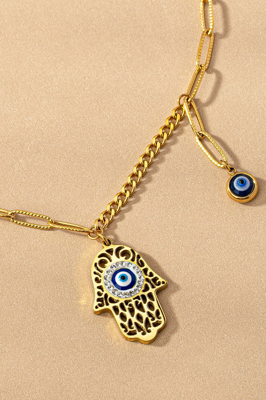 Waterproof Hamsa Evil Eye Pendant Charm Necklace LA3accessories