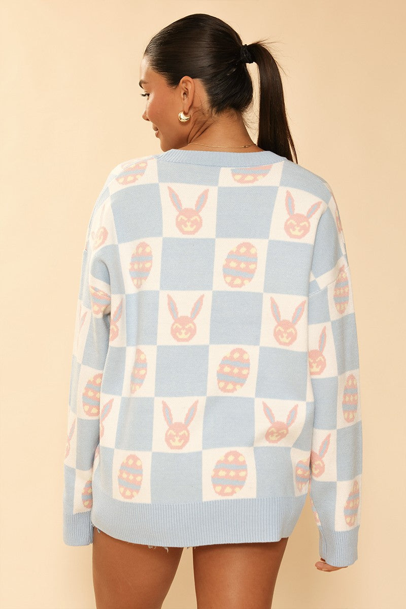 Easter Bunny Pastel Check Cardigan Miss Sparkling