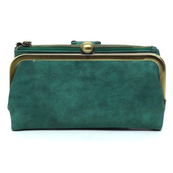 Kiss Lock Crossbody Clutch Cell Phone Faux Vegan Leather Wallet Fashion World