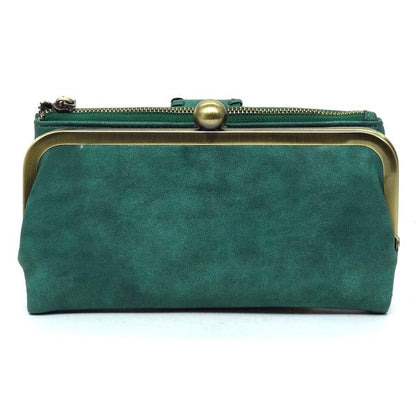 Kiss Lock Crossbody Clutch Cell Phone Faux Vegan Leather Wallet Fashion World