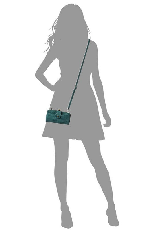 Kiss Lock Crossbody Clutch Cell Phone Faux Vegan Leather Wallet Fashion World