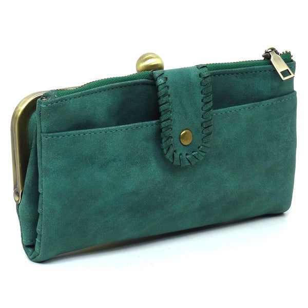 Kiss Lock Crossbody Clutch Cell Phone Faux Vegan Leather Wallet Fashion World
