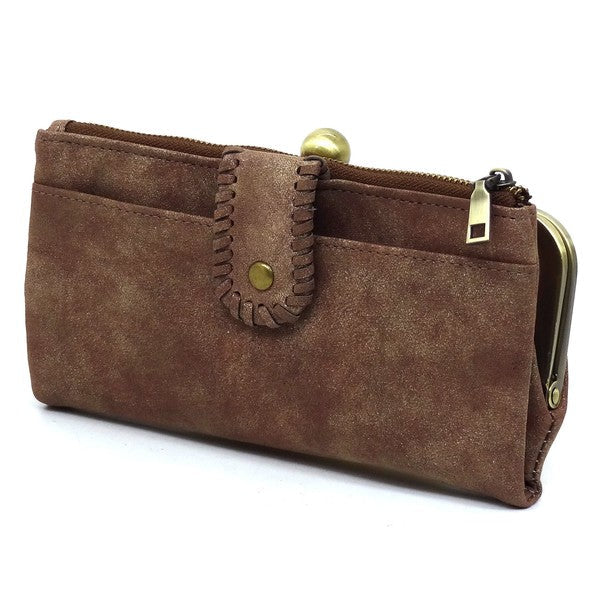 Kiss Lock Crossbody Clutch Cell Phone Faux Vegan Leather Wallet Fashion World