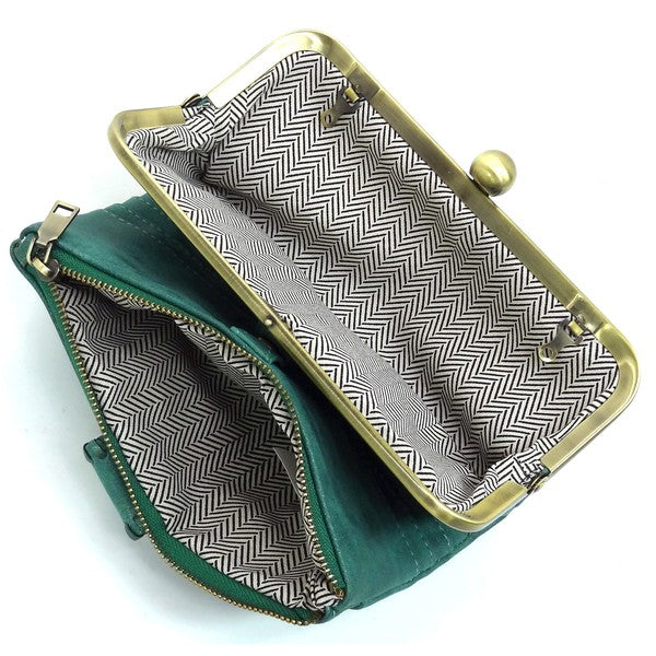 Kiss Lock Crossbody Clutch Cell Phone Faux Vegan Leather Wallet Fashion World
