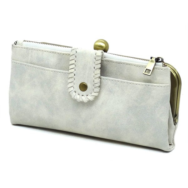 Kiss Lock Crossbody Clutch Cell Phone Faux Vegan Leather Wallet Fashion World
