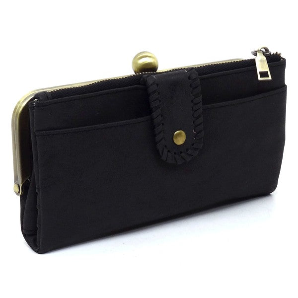 Kiss Lock Crossbody Clutch Cell Phone Faux Vegan Leather Wallet Fashion World