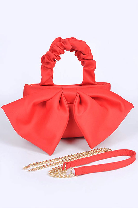 Crinkle Handle Large Bow Tie Clutch Bag Artini Accessories