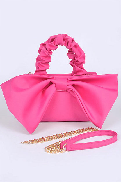 Crinkle Handle Large Bow Tie Clutch Bag Artini Accessories