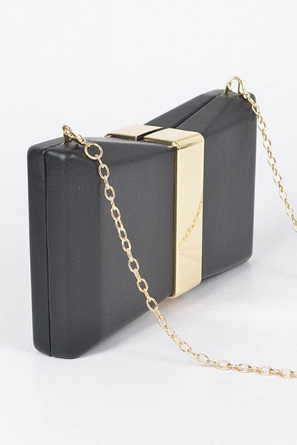 Gold Trim Iconic Bow Inspired Box Clutch Artini Accessories