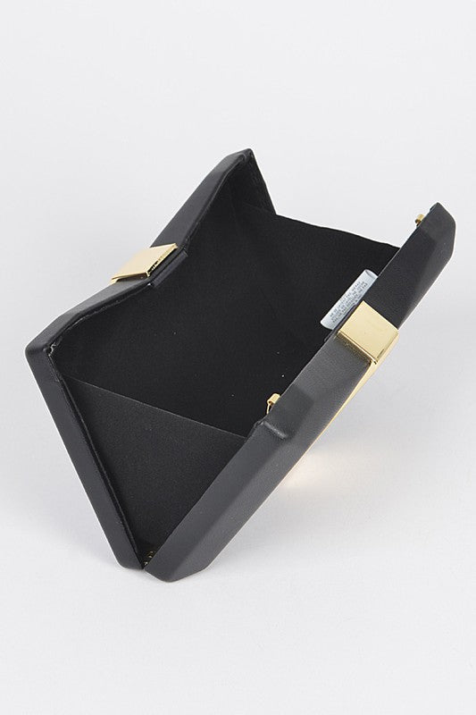 Gold Trim Iconic Bow Inspired Box Clutch Artini Accessories