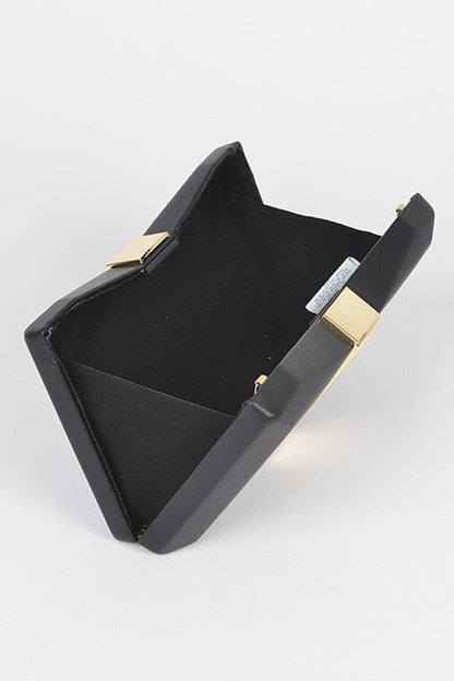 Gold Trim Iconic Bow Inspired Box Clutch Artini Accessories