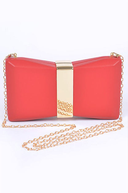 Gold Trim Iconic Bow Inspired Box Clutch Artini Accessories