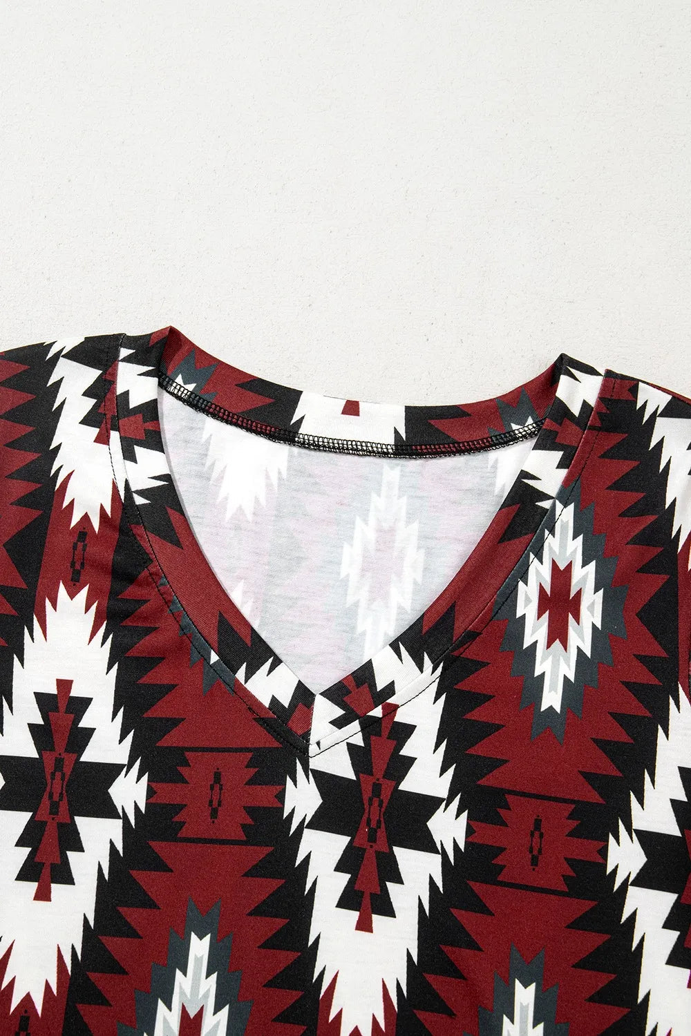 Aztec Print V-Neck Midi Dress Trendsi