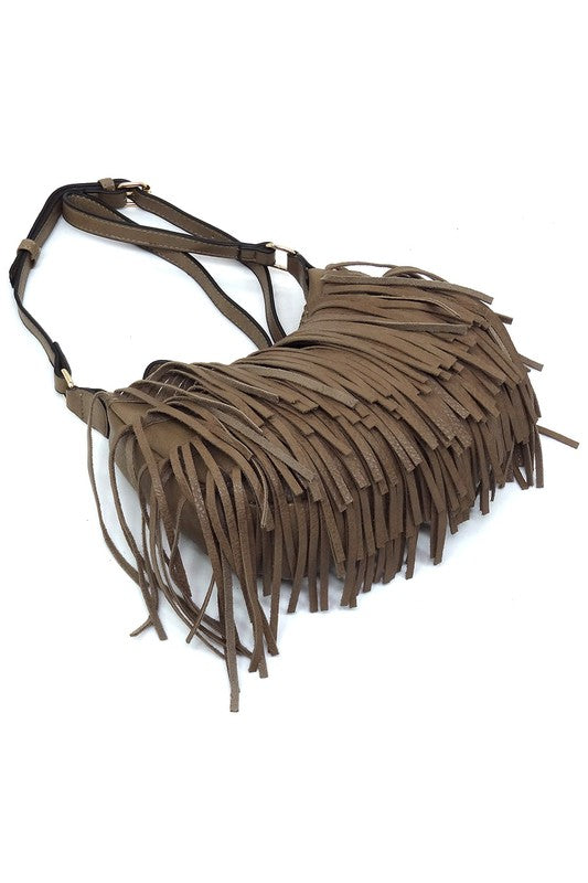 Boho Chic Fringe Hobo Crossbody Bag Fashion World