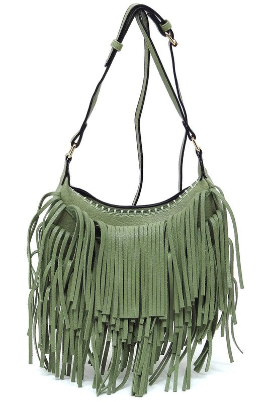 Boho Chic Fringe Hobo Crossbody Bag Fashion World