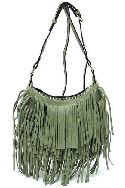 Boho Chic Fringe Hobo Crossbody Bag Fashion World