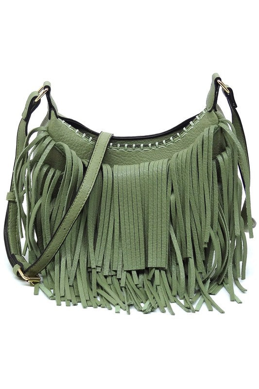 Boho Chic Fringe Hobo Crossbody Bag Fashion World