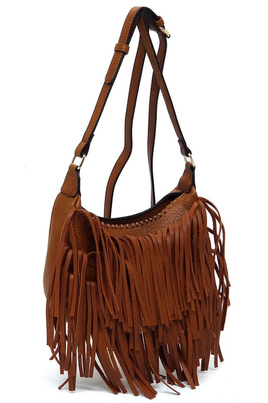 Boho Chic Fringe Hobo Crossbody Bag Fashion World