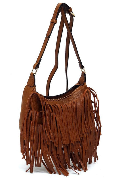 Boho Chic Fringe Hobo Crossbody Bag Fashion World