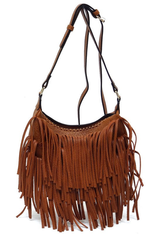 Boho Chic Fringe Hobo Crossbody Bag Fashion World