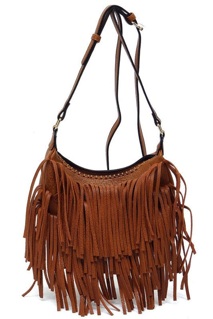 Boho Chic Fringe Hobo Crossbody Bag Fashion World