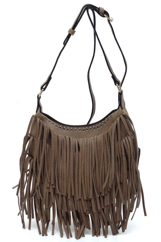 Boho Chic Fringe Hobo Crossbody Bag Fashion World