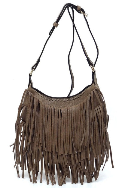 Boho Chic Fringe Hobo Crossbody Bag Fashion World