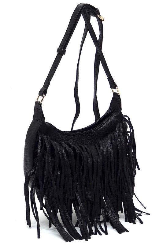 Boho Chic Fringe Hobo Crossbody Bag Fashion World