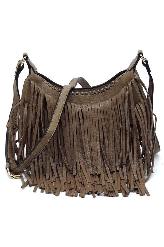 Boho Chic Fringe Hobo Crossbody Bag Fashion World