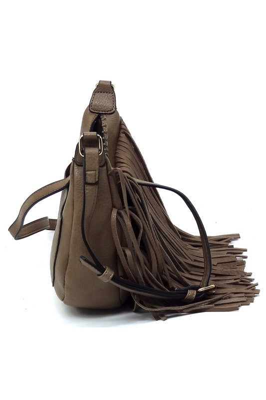 Boho Chic Fringe Hobo Crossbody Bag Fashion World