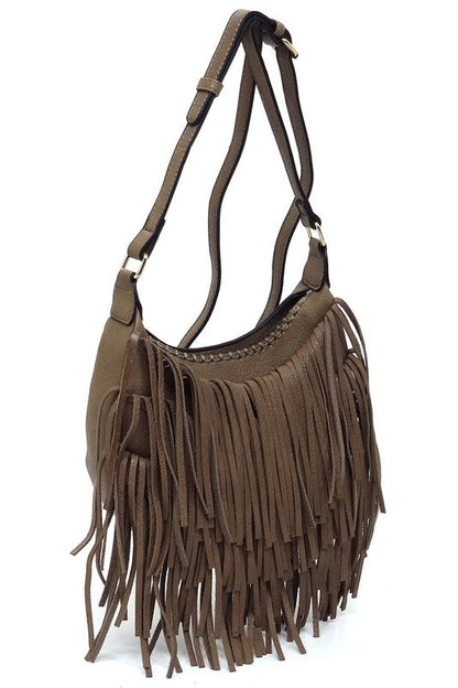 Boho Chic Fringe Hobo Crossbody Bag Fashion World