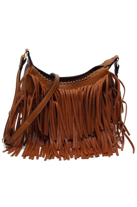 Boho Chic Fringe Hobo Crossbody Bag Fashion World