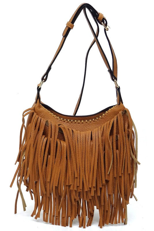 Boho Chic Fringe Hobo Crossbody Bag Fashion World