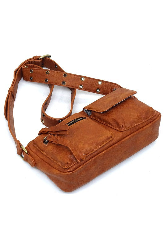 Fashion Buckle Strap Faux Vegan Leather Crossbody Bag Fashion World