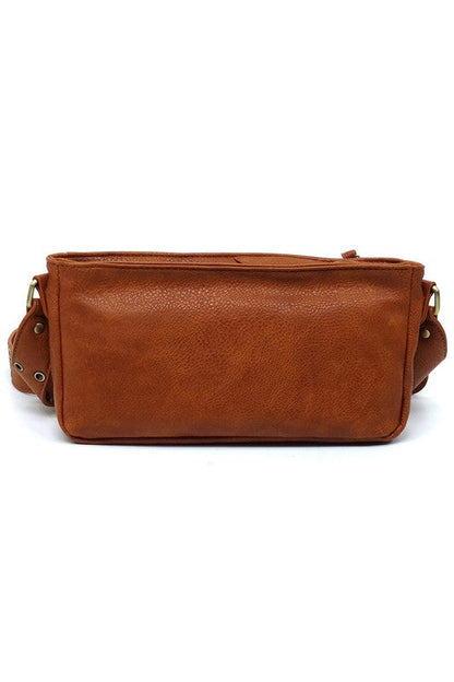 Fashion Buckle Strap Faux Vegan Leather Crossbody Bag Fashion World